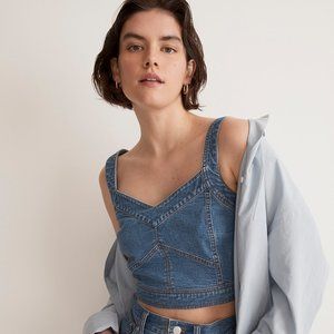 Madewell Cotton-Hemp Denim Supercrop Tank Top in Gabler Wash 0